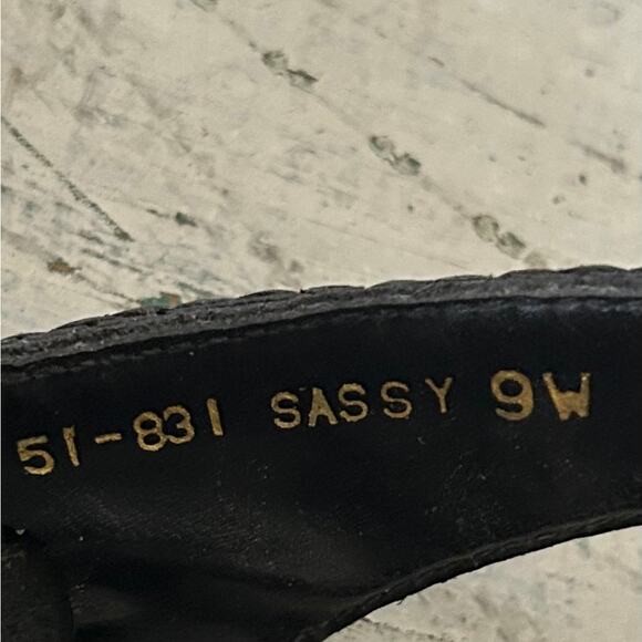 Vintage Trotters sling back mules leather weave 90s Lagenlook Cottagecore 9 wide - Picture 11 of 12